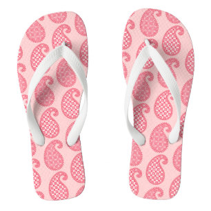 Tongs Motif à dessins de Paisley, nuances de rose corail