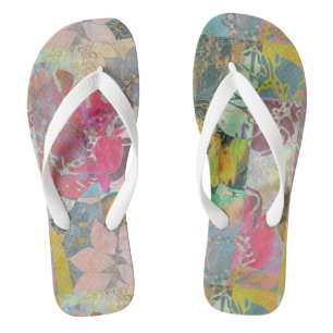 Tongs motif à grunge floral d'art