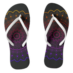 Tongs Motif à points de mandala arc-en-ciel bohème