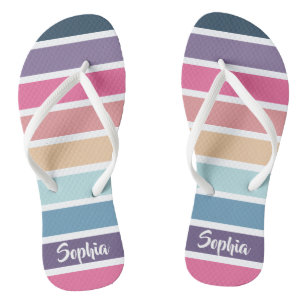 Tongs Motif à rayures colorées