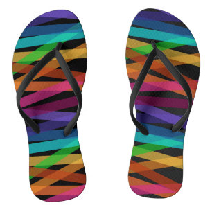 Tongs Motif à rayures colorées