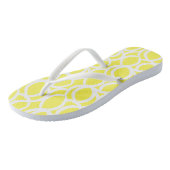 Tongs Motif Abstrait citron jaune et blanc (Incliné)