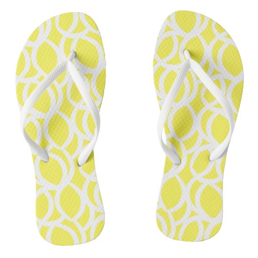 Tongs Motif Abstrait citron jaune et blanc (Semelle)