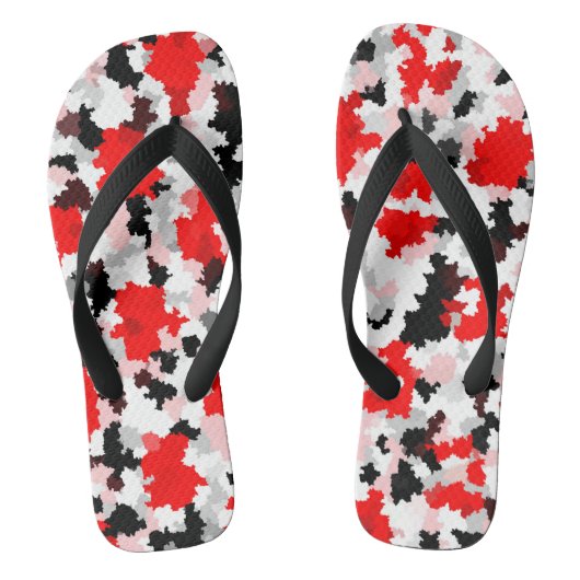 Tongs Motif Abstrait irrégulier Rouge noir blanc (Semelle)