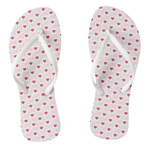 Tongs motif amour - Contour rouge