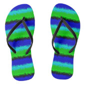 Tongs Motif arc-en-ciel bleu vert abstrait 3D (Semelle)