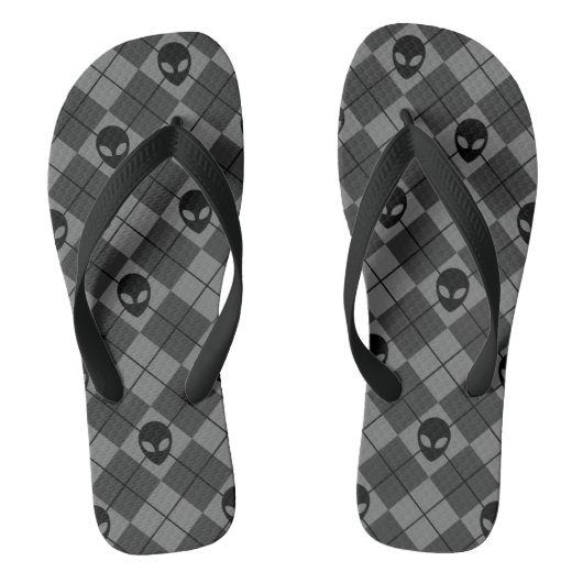 Tongs Motif Argyle Alien Noir et Gris (Semelle)