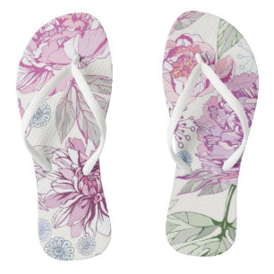 Tongs Motif aux fleurs roses