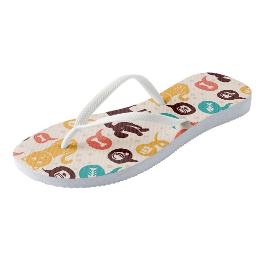 Tongs Motif Avec Chats Et Chiens Amusants (Incliné)
