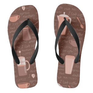Tongs Motif avec éléments liés au café
