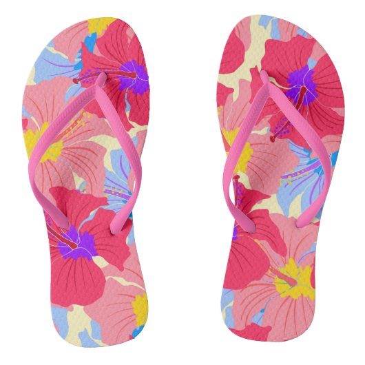 Tongs motif avec hibiscus (Semelle)