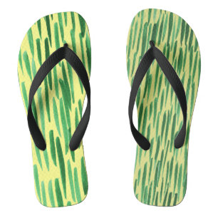 Tongs Motif bambou jungle ambiance rayures vertes