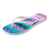 Tongs Motif bleu Chevron avec nom (Incliné)