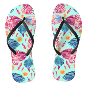 Tongs Motif Boho Feathers