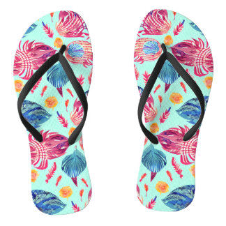 Tongs Motif Boho Feathers