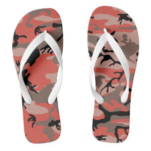 Tongs Motif camouflage rouge et marron, Militaire, Armée