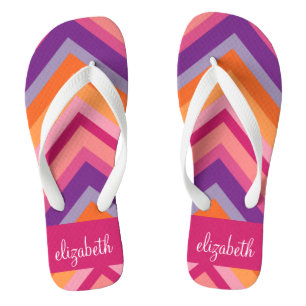 Tongs Motif Chevron rose chaud violet orange
