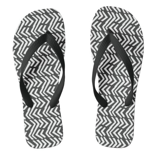 Tongs Motif Chevron tiré à la main noire (Semelle)