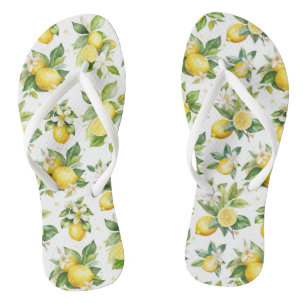 Tongs Motif citron, Fleurs de citron, Feuilles, Citrus