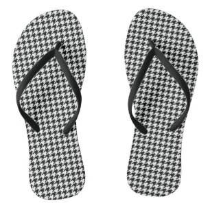 Tongs Motif classique en Houndstooth : Noir & Blanc Vint