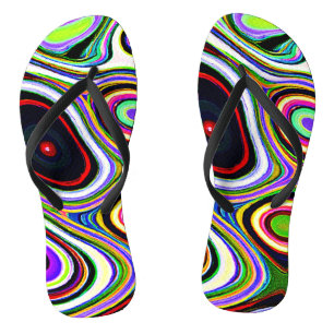 Tongs Motif d'abstraction coloré et vivant
