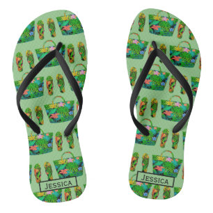 Tongs Motif d'accessoire tropical sympa personnalisé ver