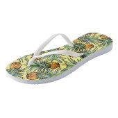 Tongs Motif d'ananas tropical en été jaune (Incliné)
