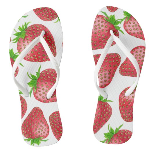 Tongs Motif d'aquarelle de fraises (Semelle)