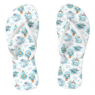 Tongs Motif d'aquarelle de la belle baleine nautique