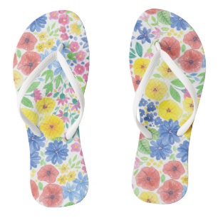Tongs Motif d'aquarelle florale