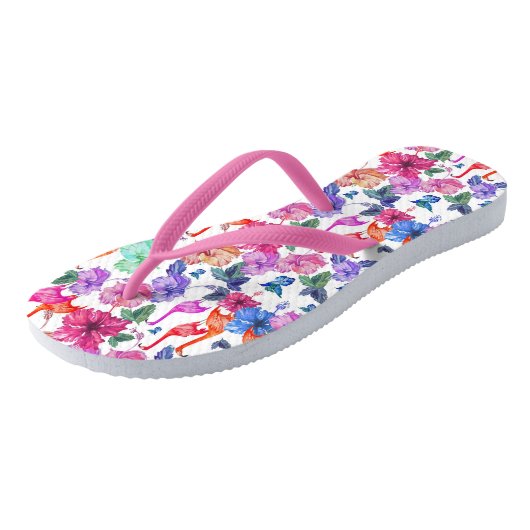 Tongs Motif d'aquarelle tropicale (Incliné)