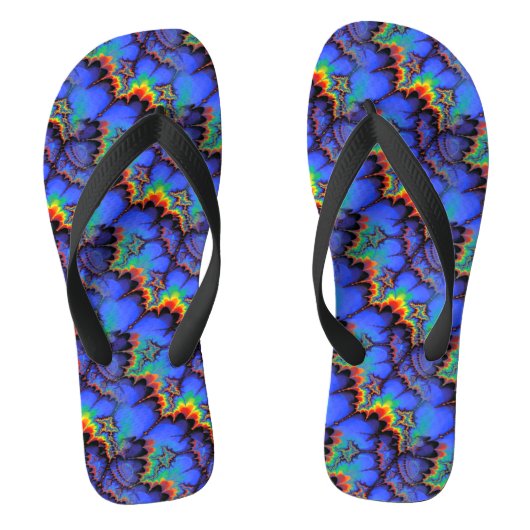 Tongs Motif d'art fractal à l'arc-en-ciel électrique (Semelle)