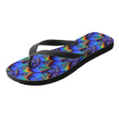 Tongs Motif d'art fractal à l'arc-en-ciel électrique (Incliné)