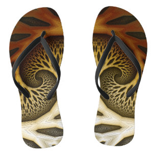 Tongs Motif d'art fractal moderne en spirale artistique