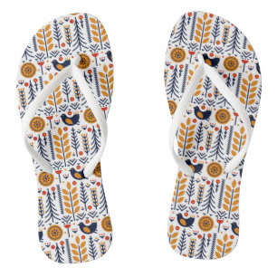 Tongs Motif d'art populaire d'automne