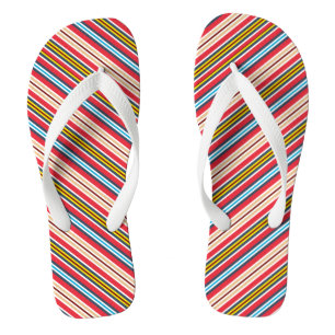 Tongs Motif de bandes plaid multicolores