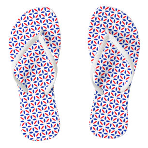 Tongs Motif de carreaux bleu et blanc rouge