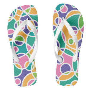 Tongs Motif de cercles fous de couleurs vives