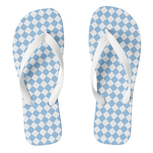 Tongs Motif de chèques bleu et blanc (Semelle)