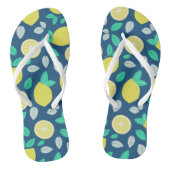 Tongs Motif de citron d'été en bleu marine (Semelle)