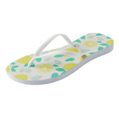 Tongs Motif de citron d'été en crème (Incliné)