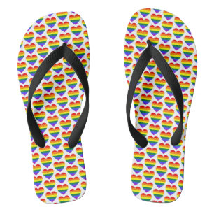 Tongs Motif de cœur arc-en-ciel de fierté gay LGBT