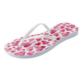 Tongs Motif de coeur d'amour rose chaud (Incliné)
