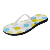 Tongs Motif de Confetti Bokeh bleu et jaune (Incliné)