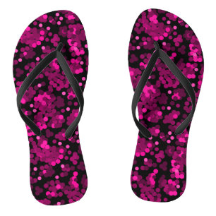 Tongs Motif de confettis à pois rose et bordeaux