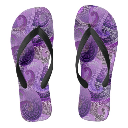 Tongs Motif de damas de Boho pourpre (Semelle)