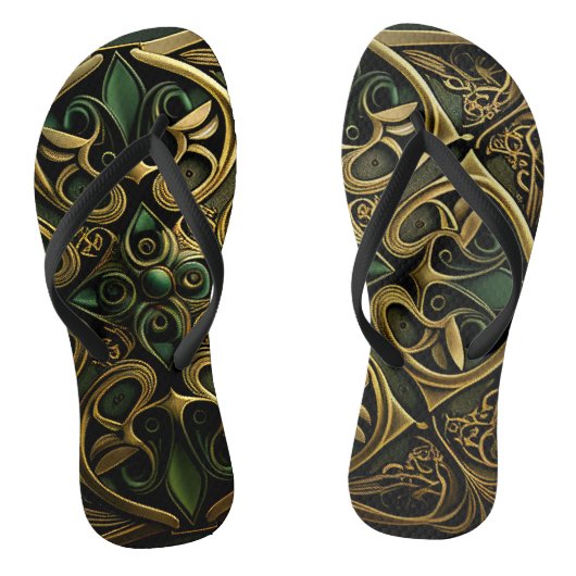 Tongs Motif de décoration en bronze vert (Semelle)