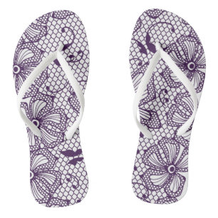 Tongs Motif de dentelle avec des papillons