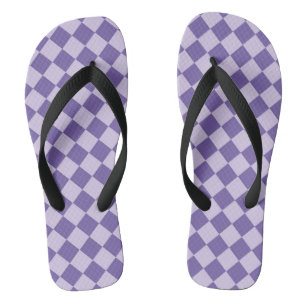 Tongs Motif de diamants de Checker Violet