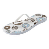 Tongs Motif De Donuts, Donuts Bleus, Donuts Brown (Incliné)